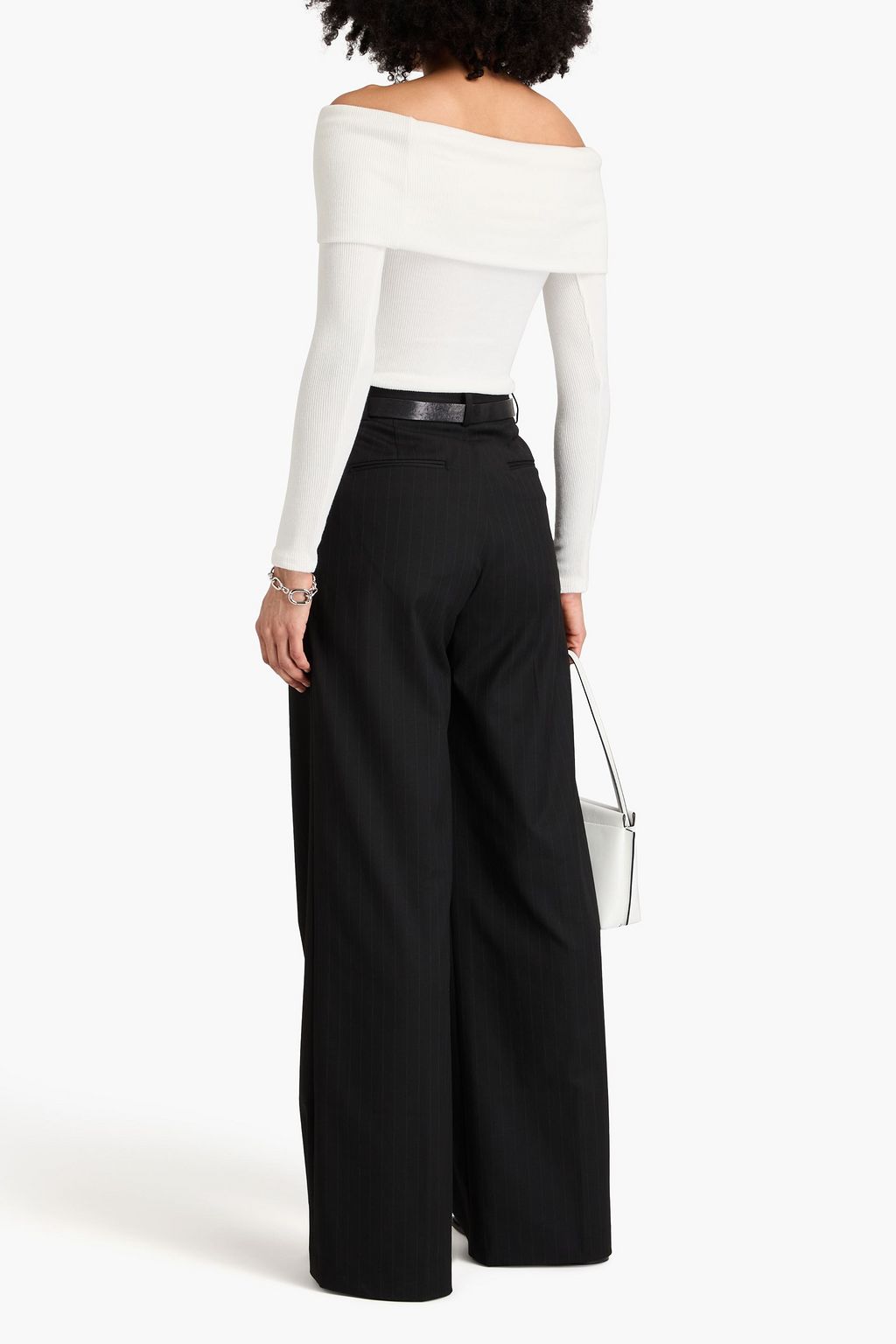 ENZA COSTA Fold-over ribbed-knit sweater