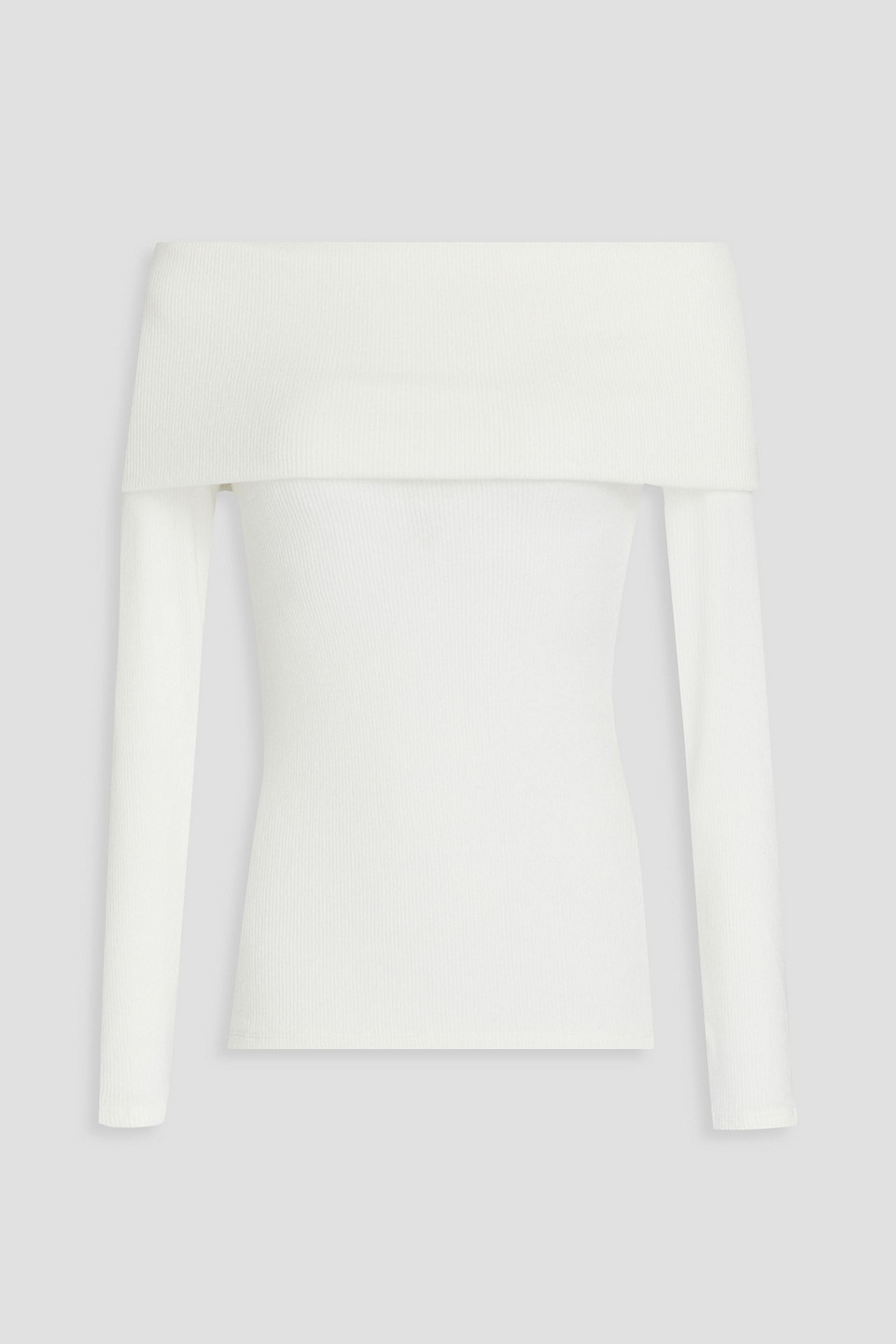 Enza Costa Fold-over Ribbed-knit Sweater In Ivory