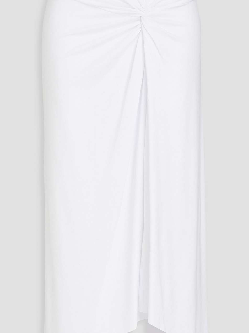asymmetric twisted stretch-jersey midi skirt