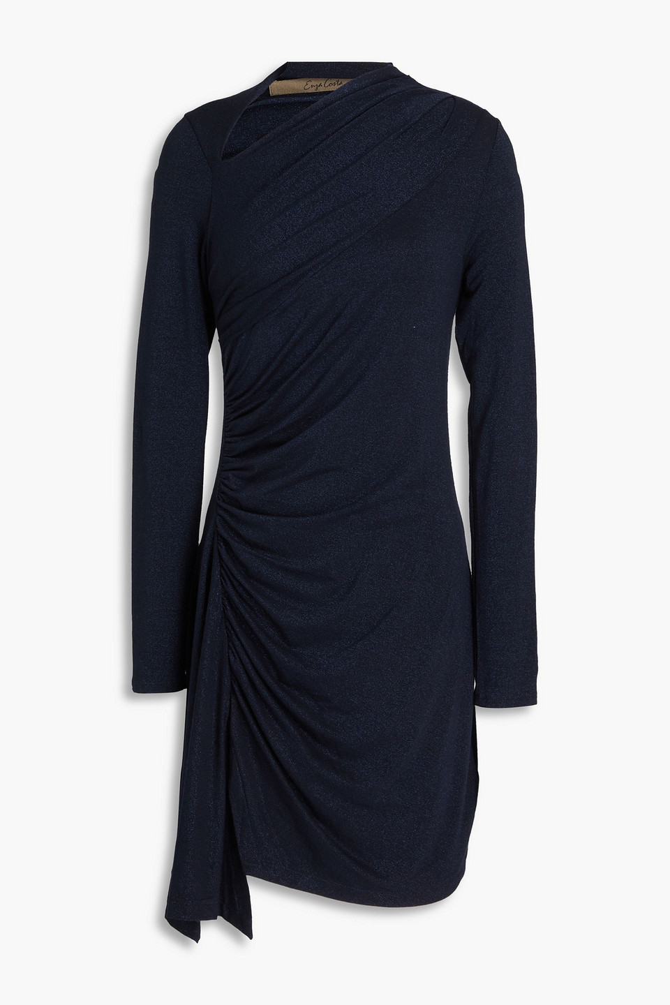 Enza Costa Ruched Metallic Jersey Mini Dress In Navy