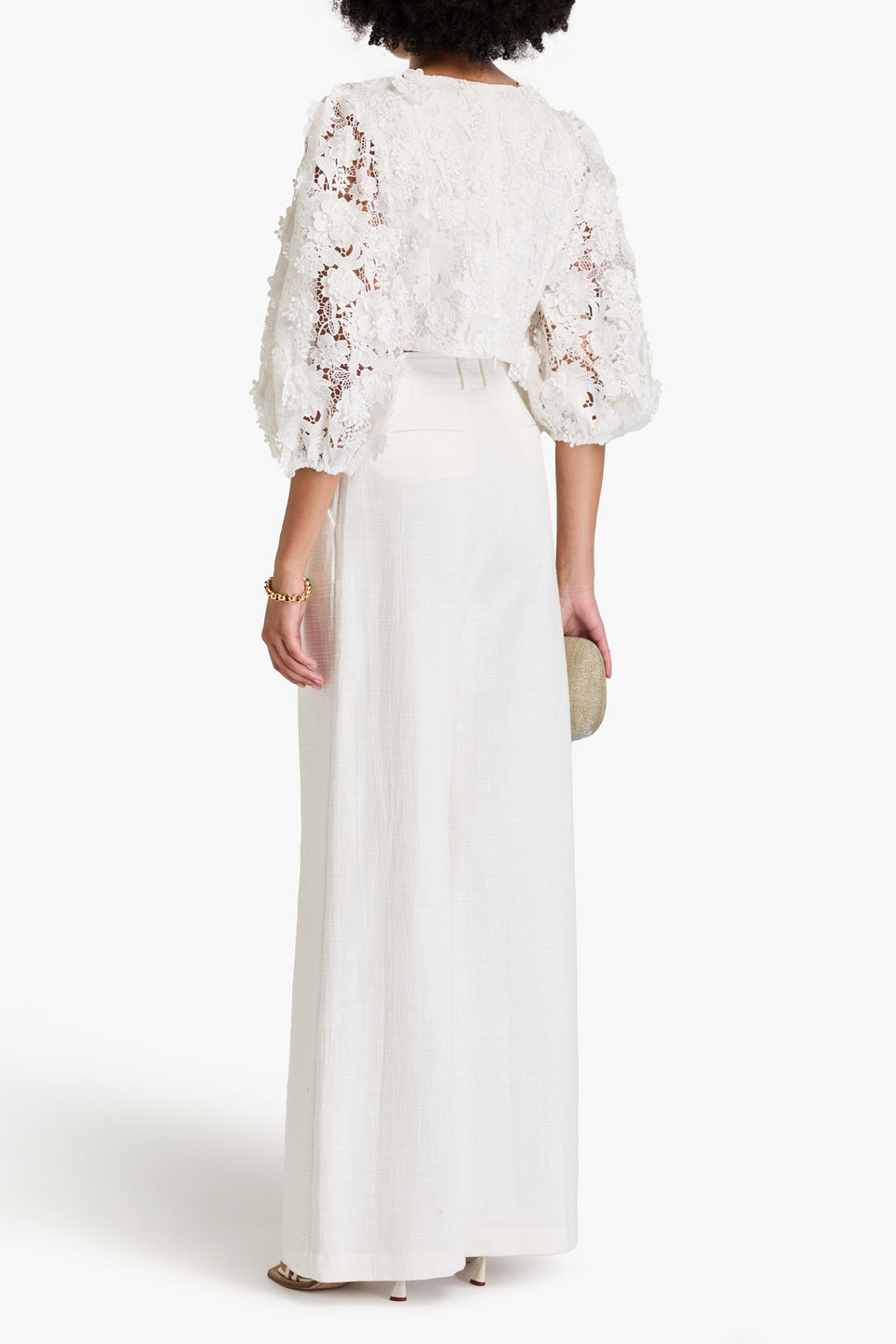 ZIMMERMANN CROPPED GUIPURE LACE TOP