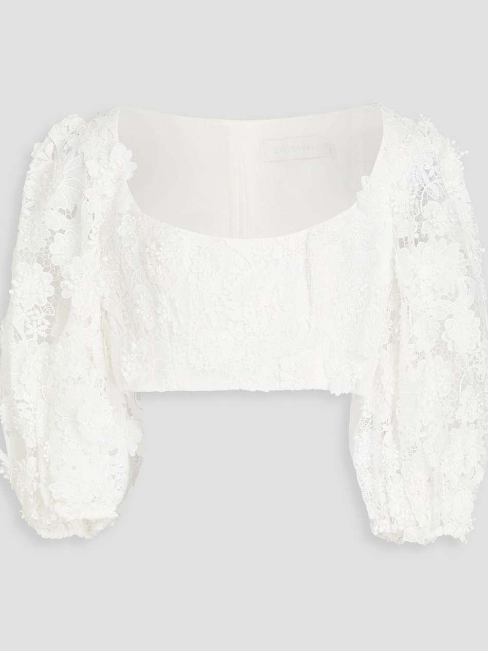 cropped guipure lace top