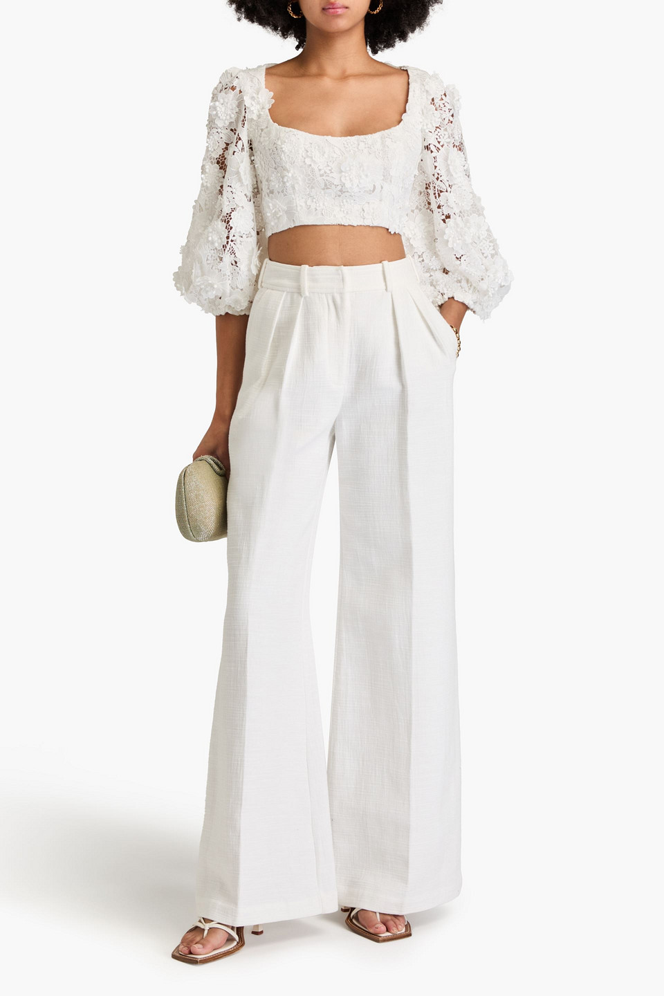 ZIMMERMANN CROPPED GUIPURE LACE TOP