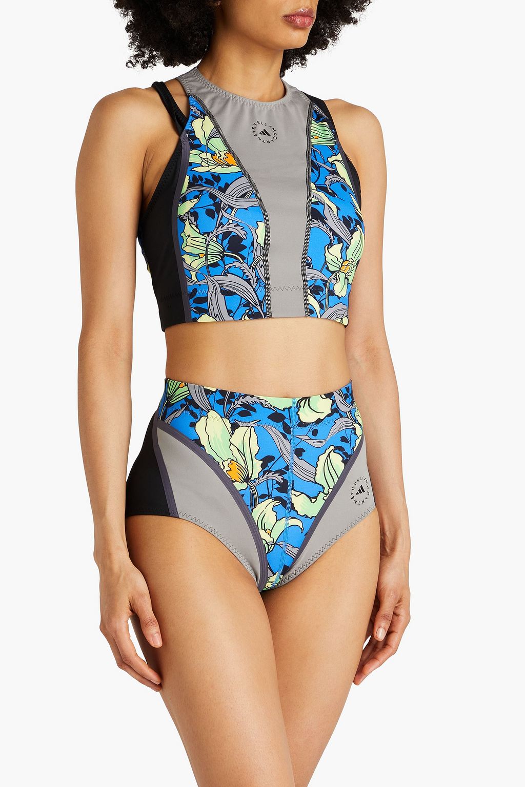 ADIDAS BY STELLA MCCARTNEY TrueNature paneled floral print bikini top THE OUTNET