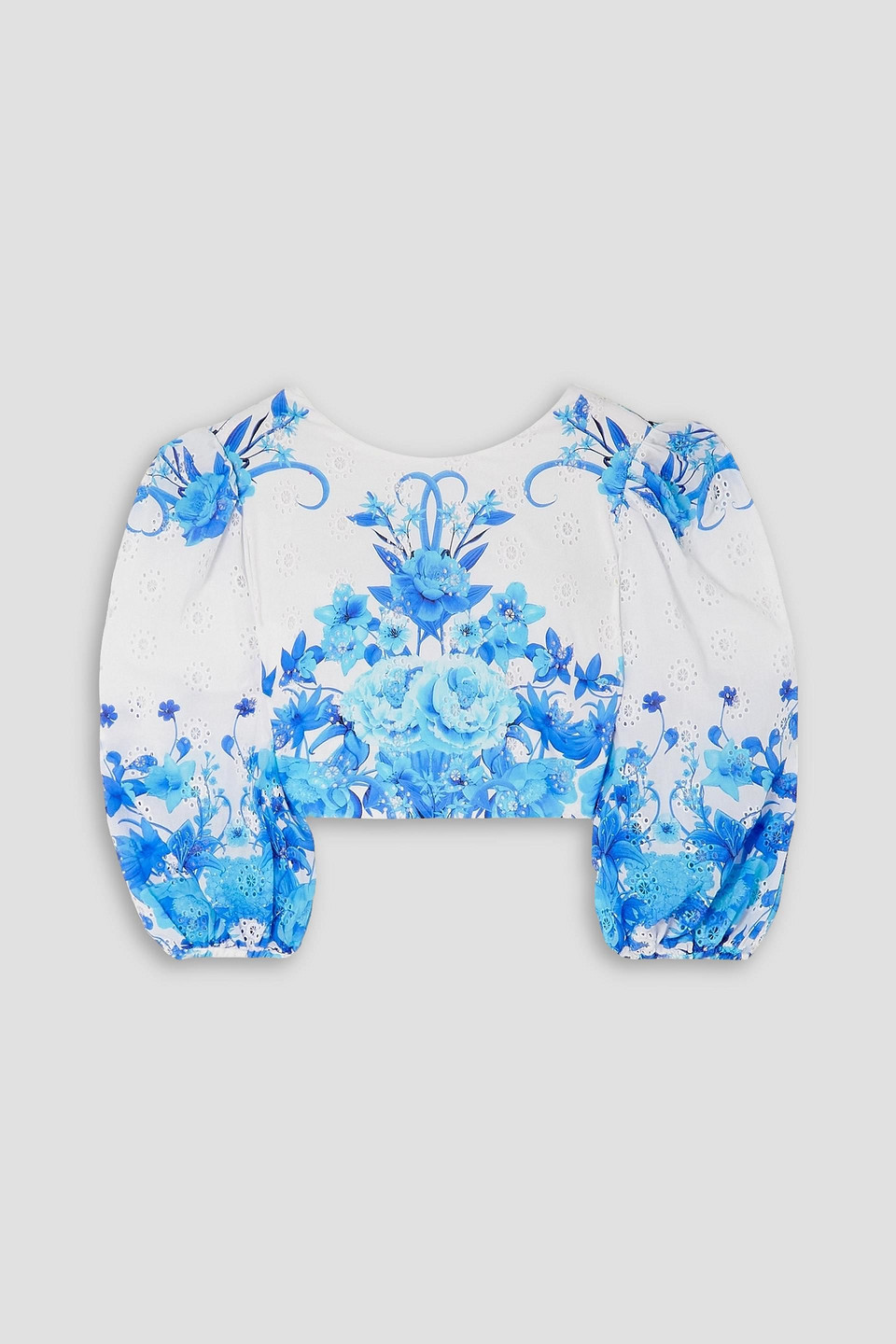 Rhea cropped floral-print broderie anglaise cotton top
