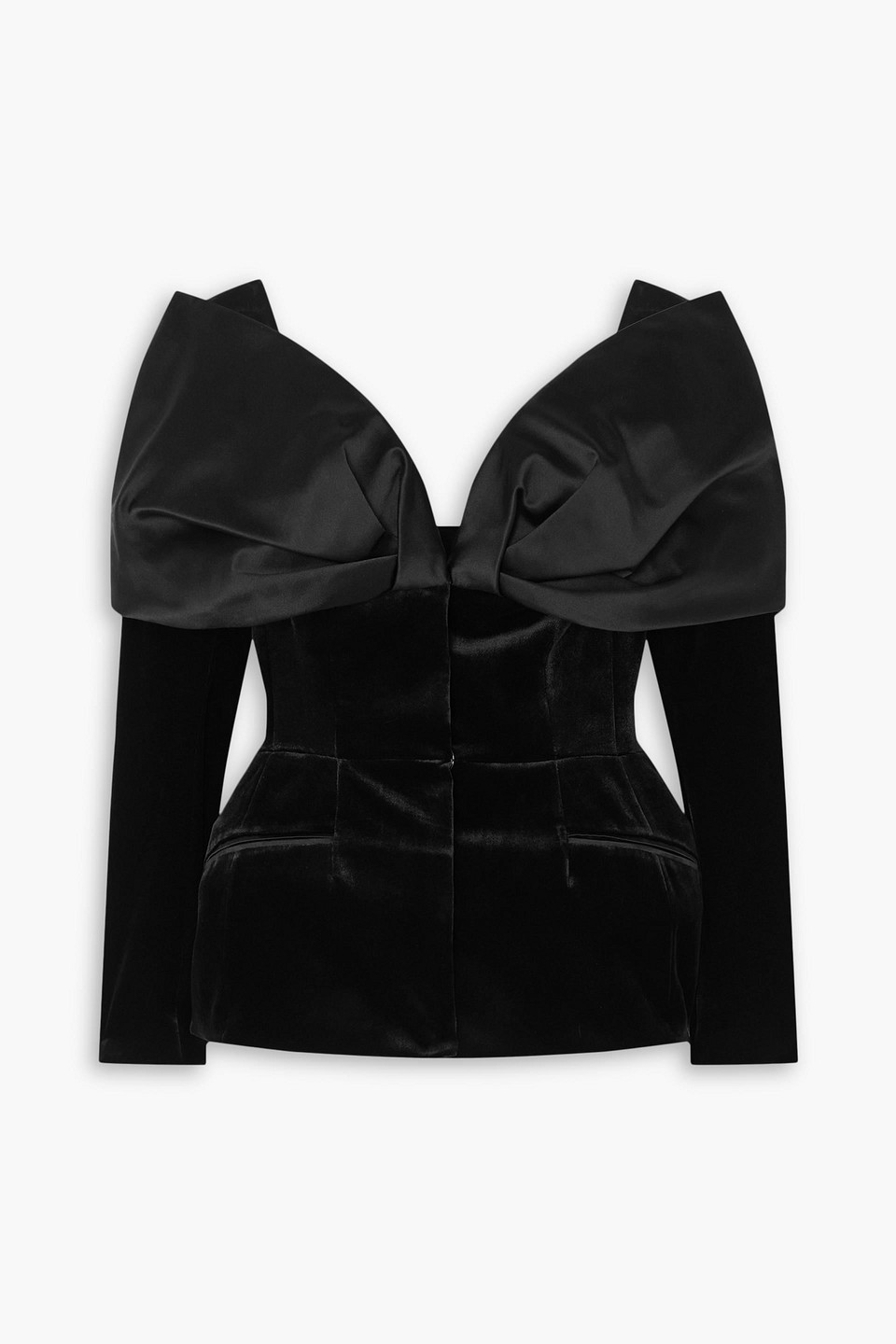 Safiyaa Elle Duchesse-silk And Velvet Blouse In Black
