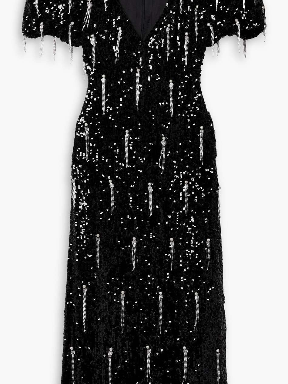 lavinia embellished sequined chiffon midi dress
