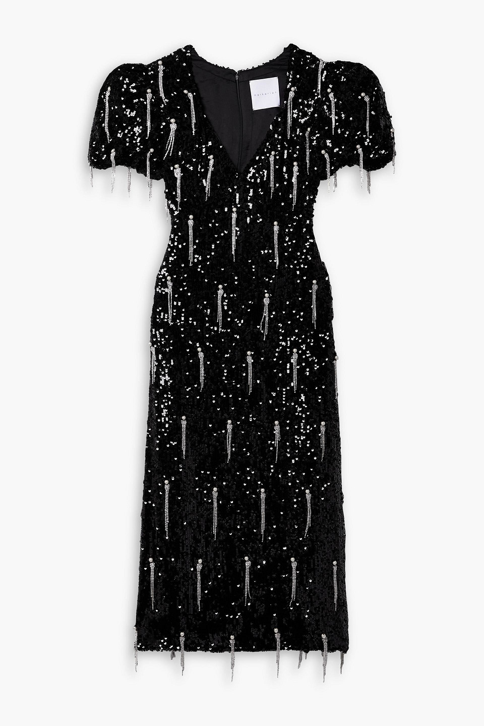 Markarian Lavinia Embellished Sequined Chiffon Midi Dress In Black