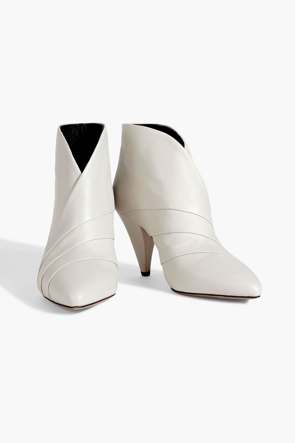 Isabel Marant Acna Leather Ankle Boots In Light Gray