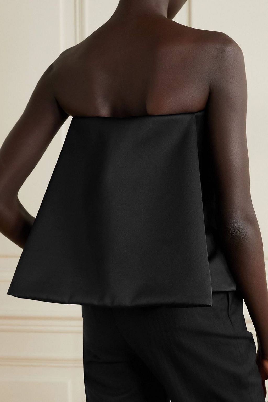 LANVIN Cape-effect strapless sateen bustier top