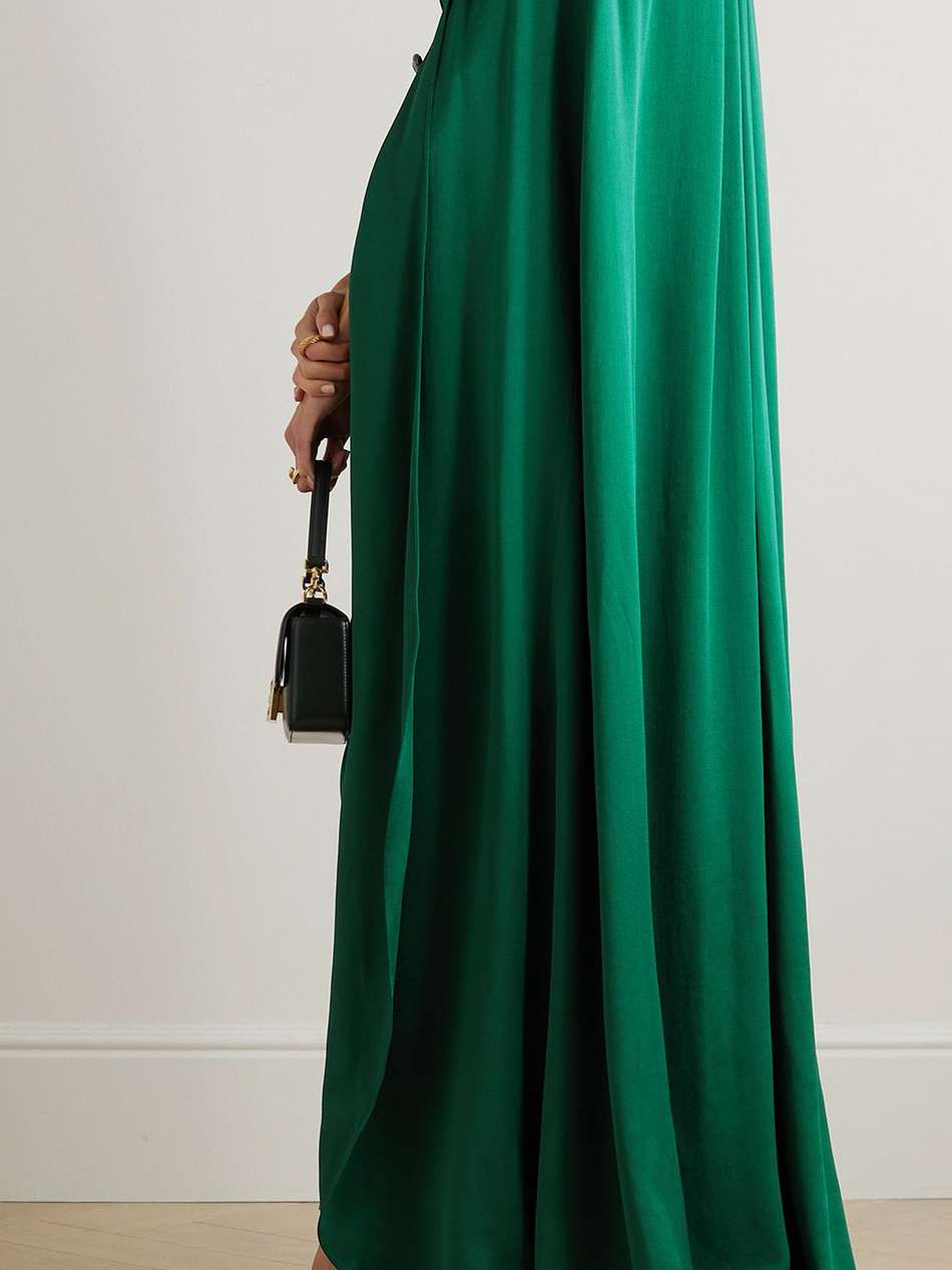irene cape-effect crystal-embellished satin gown