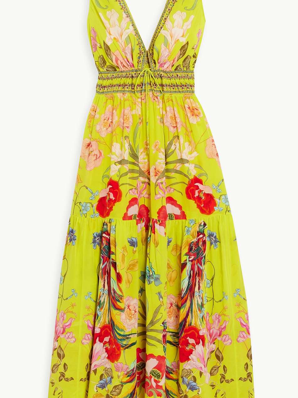 crystal-embellished silk crepe de chine maxi dress
