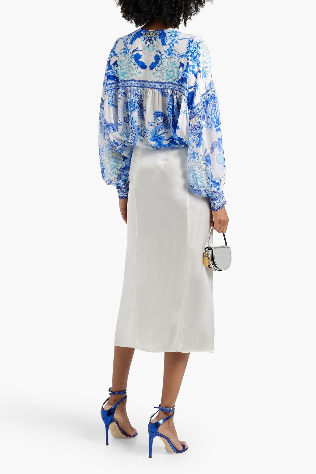 CAMILLA Crystal-embellished printed silk crepe de chine blouse