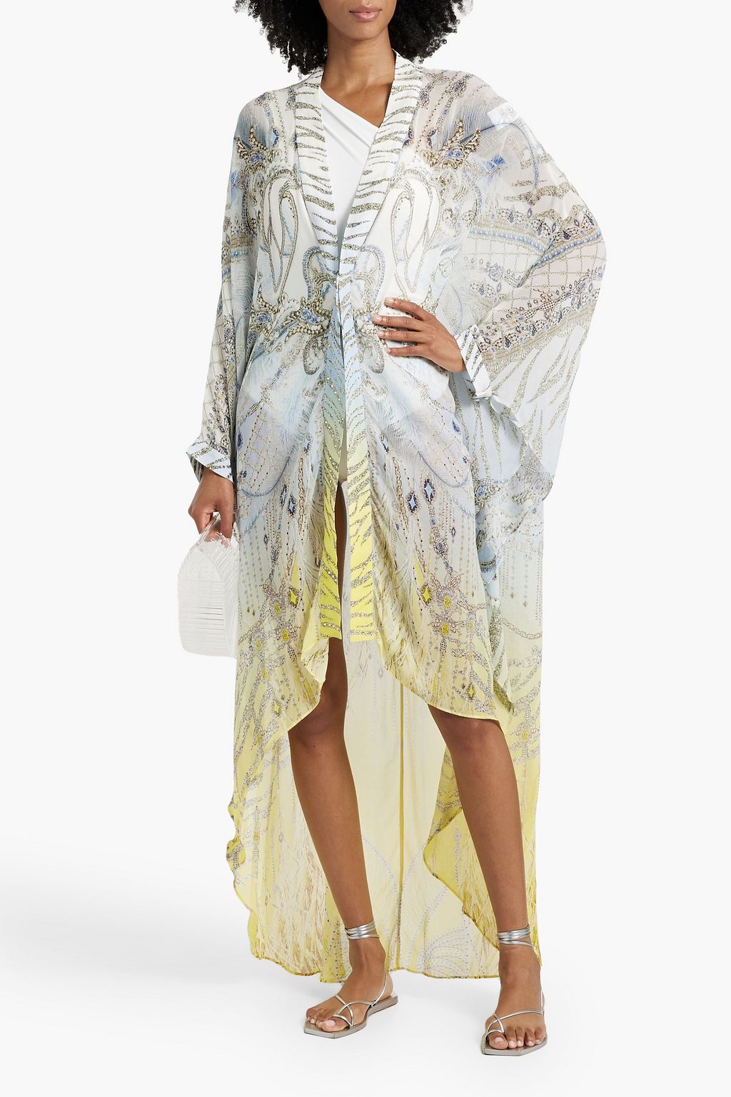 CAMILLA Crystal-embellished printed silk crepe de chine coverup