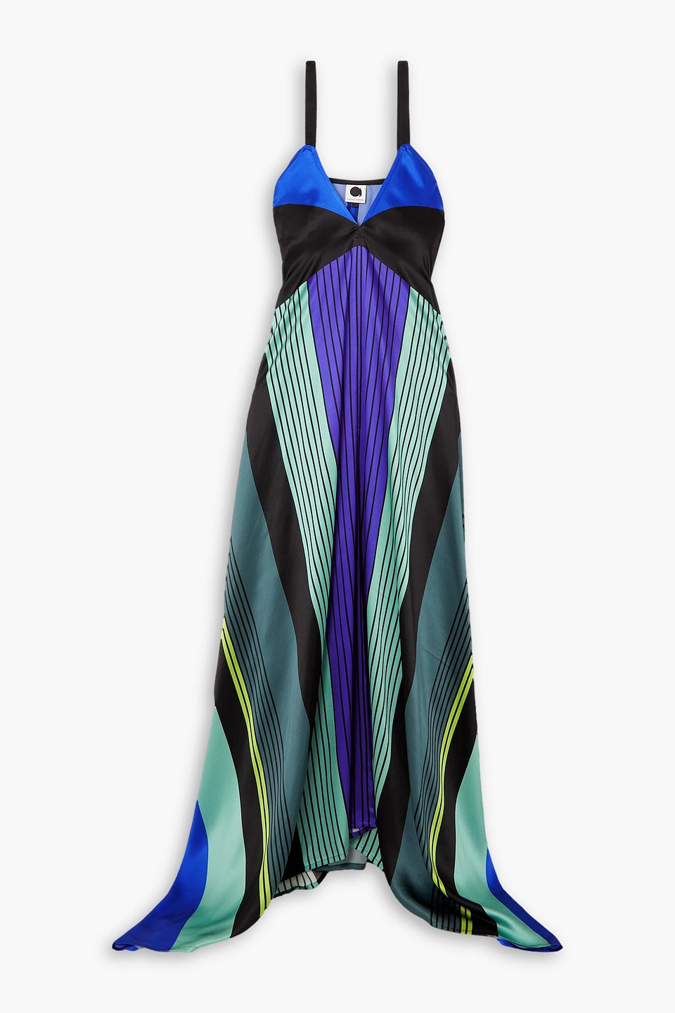 Joan Poiret tie-detailed printed silk-satin maxi dress
