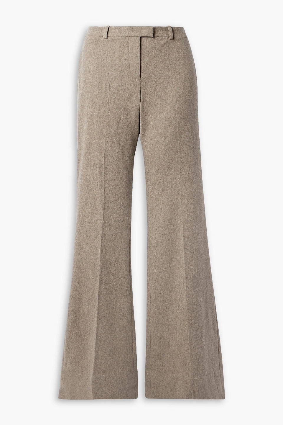 Michael Kors Haylee Wool-blend Flannel Flared Pants In Taupe
