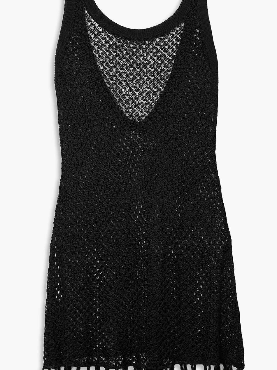 emma fringed open-knit mini dress