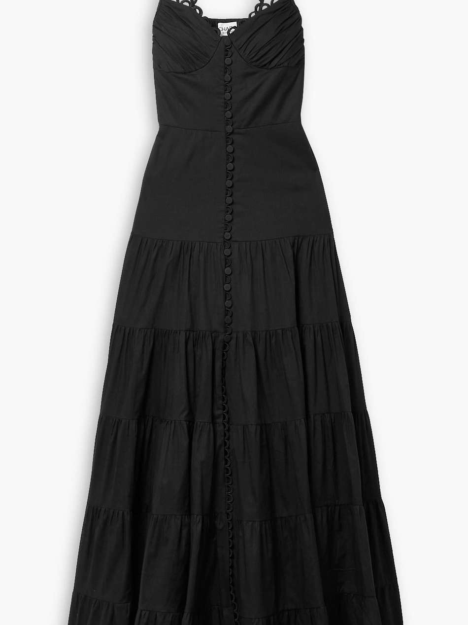 melia tiered cotton-blend maxi dress