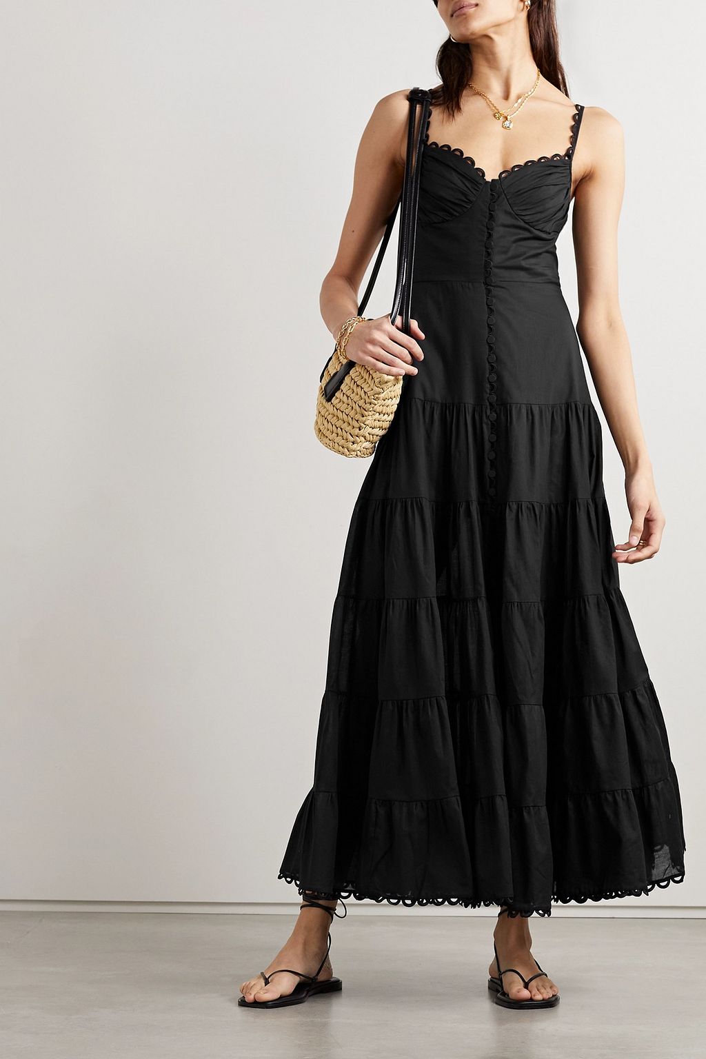 CHARO RUIZ IBIZA Melia tiered cotton-blend maxi dress