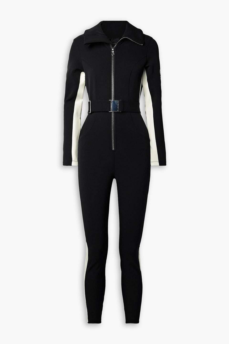 Cordova Signature In The Boot Belted Striped Ski Suit In Black