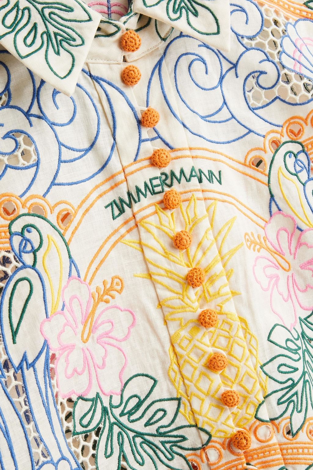 ZIMMERMANN Embroidered broderie anglaise linen shirt