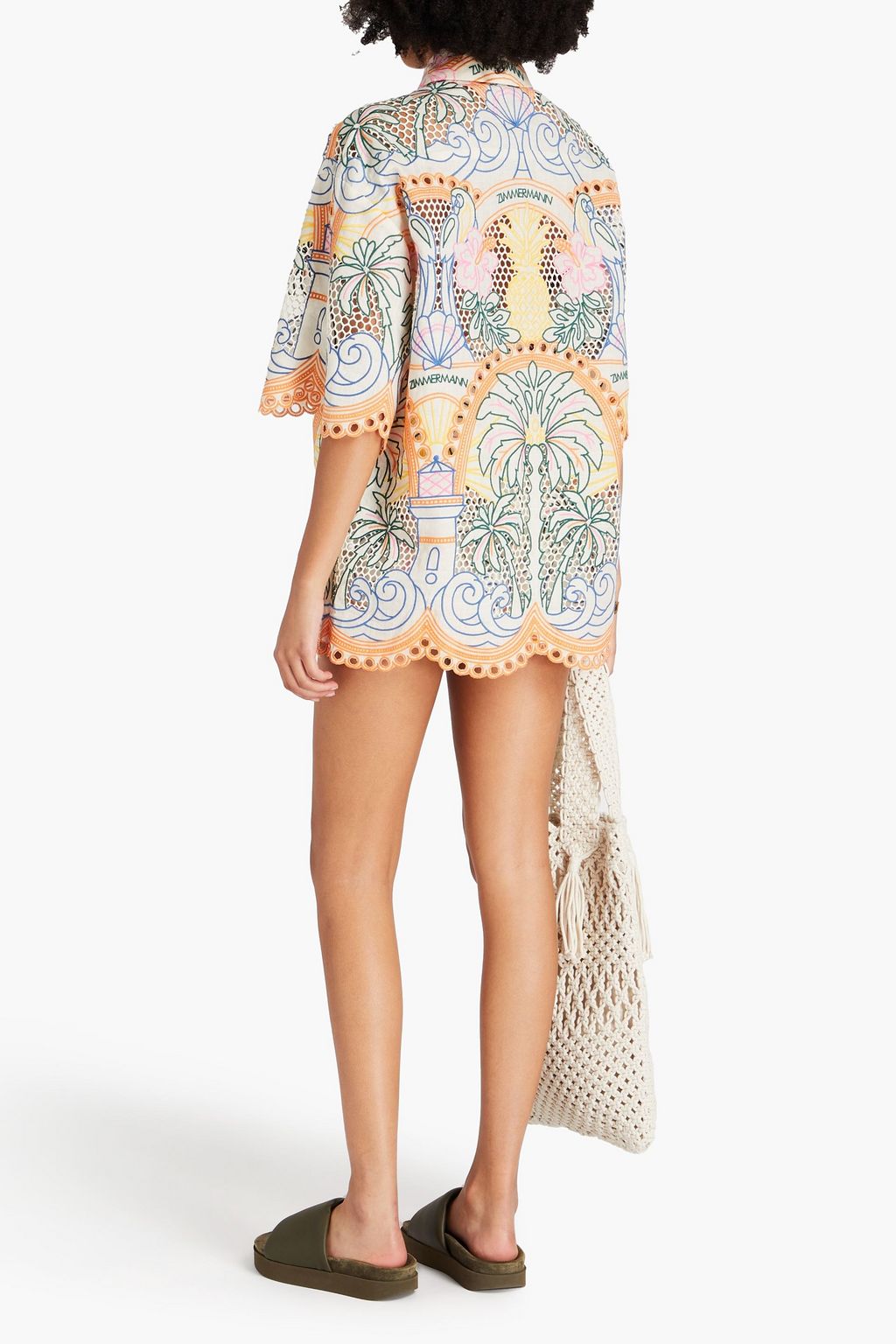 ZIMMERMANN Embroidered broderie anglaise linen shirt