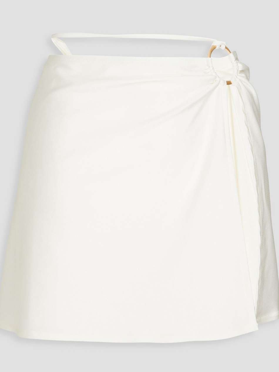 harley tie-detailed embellished satin-jersey coverup