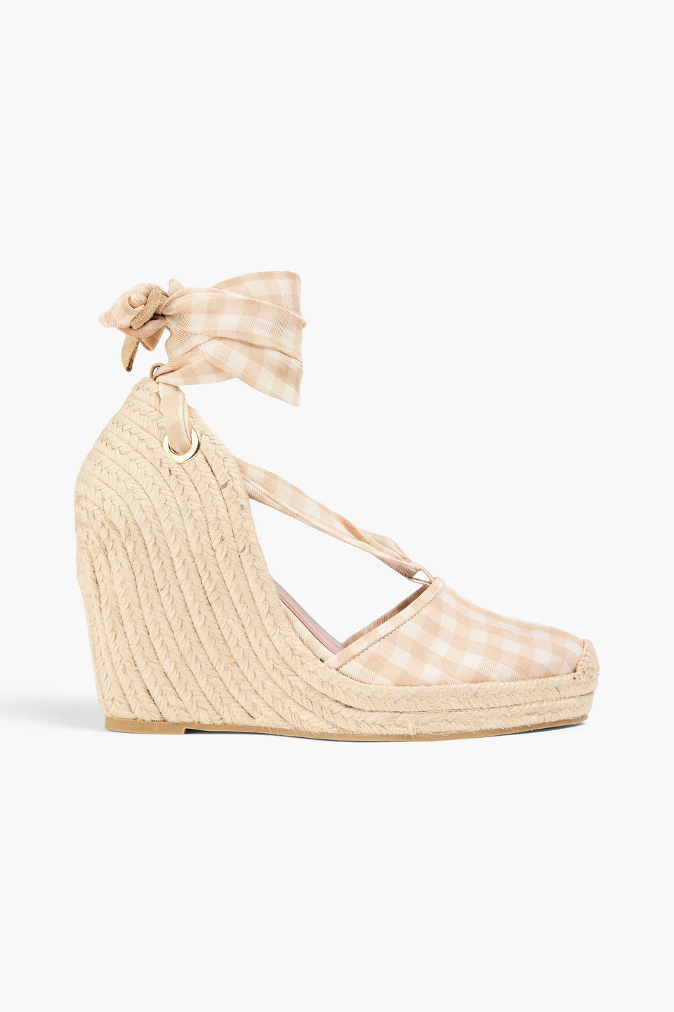 Altuzarra Gingham Twill Wedge Espadrilles In Neutral
