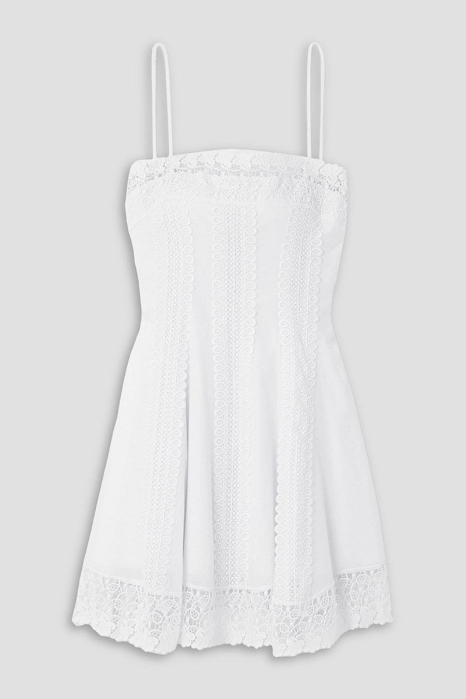 Charo Ruiz Ornella Guipure Lace-trimmed Cotton-voile Mini Dress In White