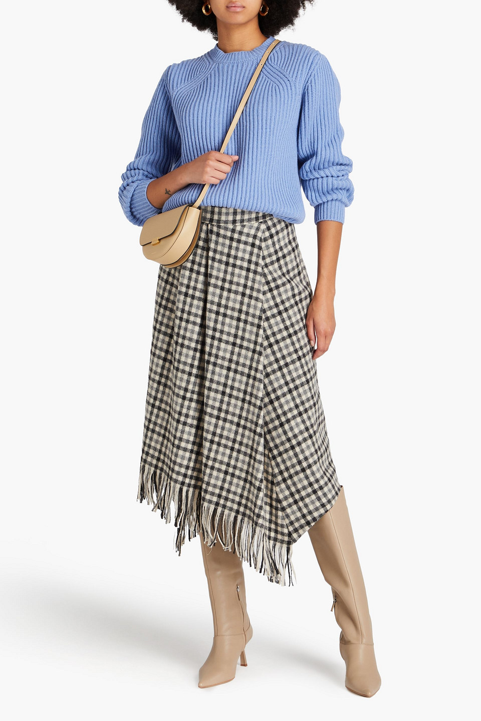 Another Tomorrow Cashmere And Wool-blend Sweater In Light Blue