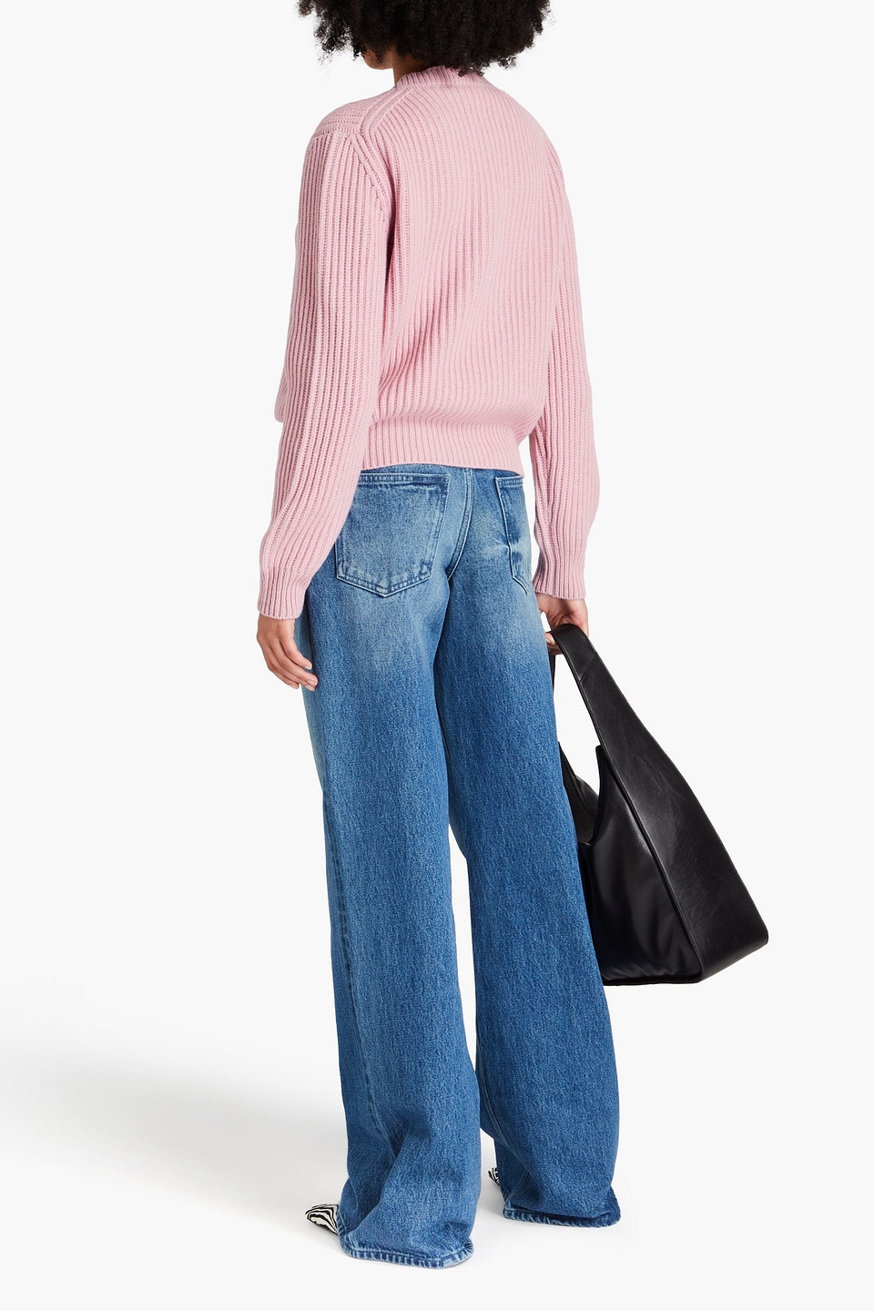 Shop Another Tomorrow Ribbed Cashmere And Wool-blend Sweater In Baby Pink