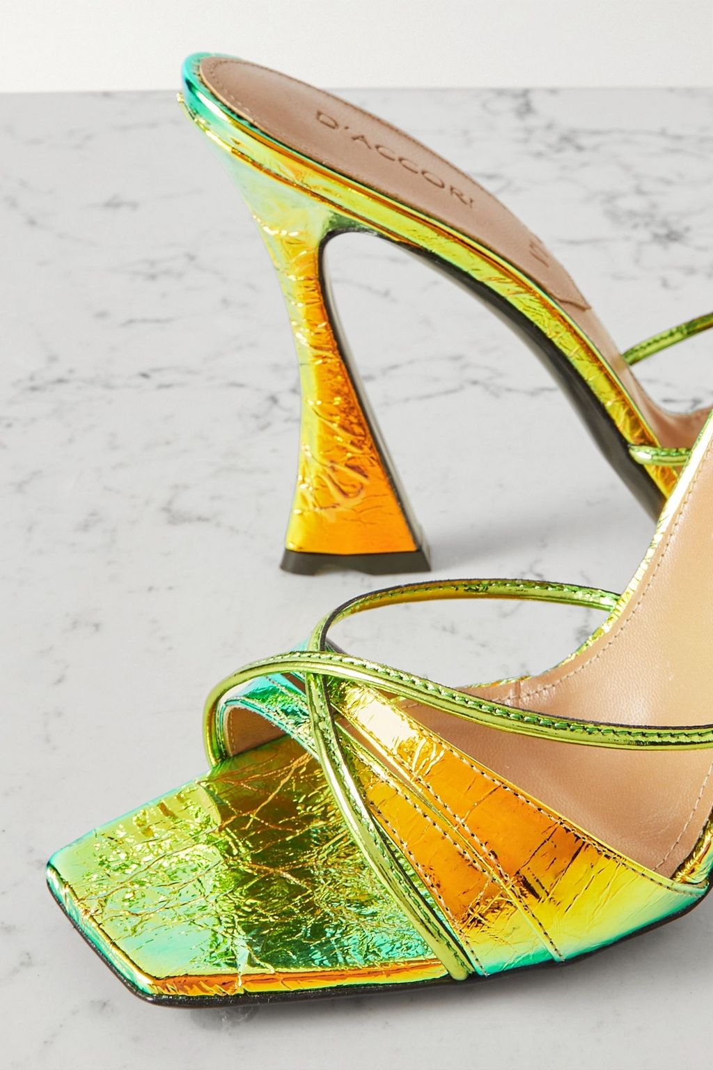 D'ACCORI Lust crystal-embellished glittered leather mules
