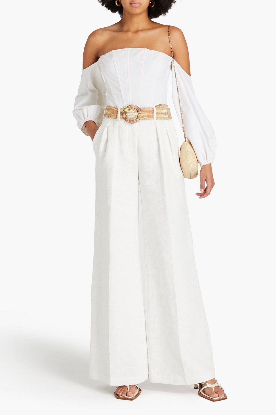 Zimmermann Devi Wide-leg Tuck Pants In Ivory