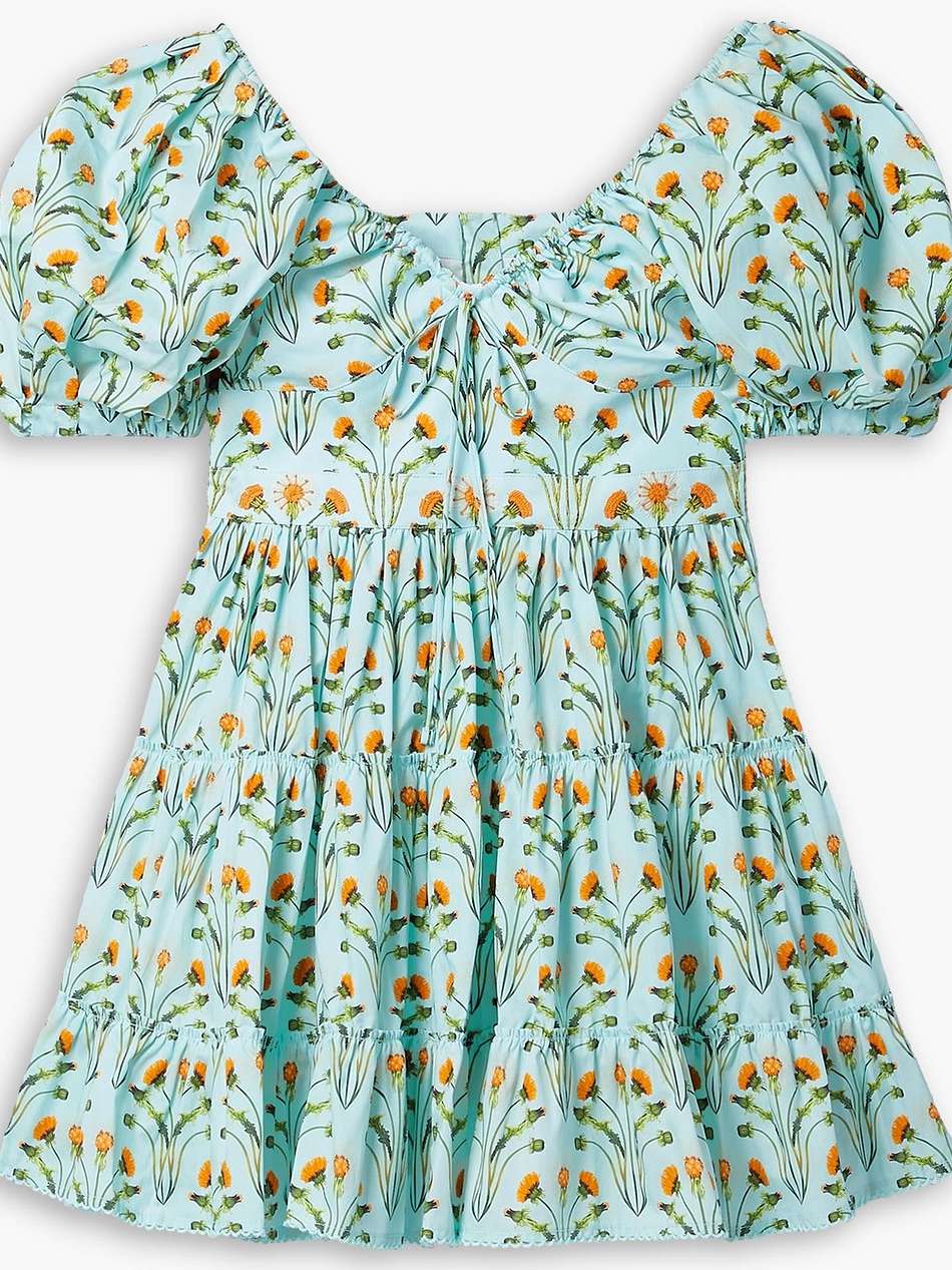 manzanilla floral-print cotton-poplin mini dress