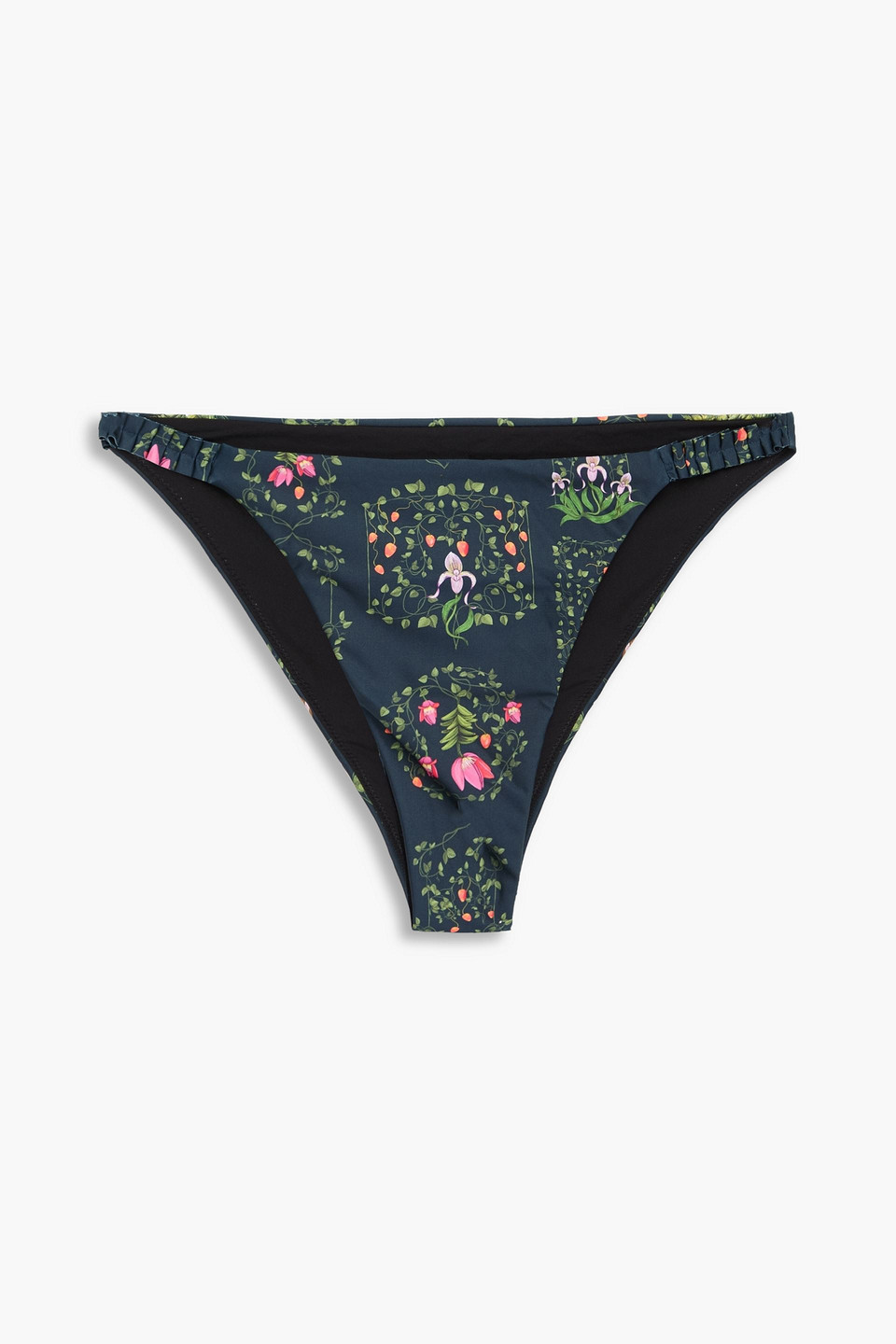 Agua By Agua Bendita Vera Bouquet Printed Low-rise Bikini Briefs In Navy