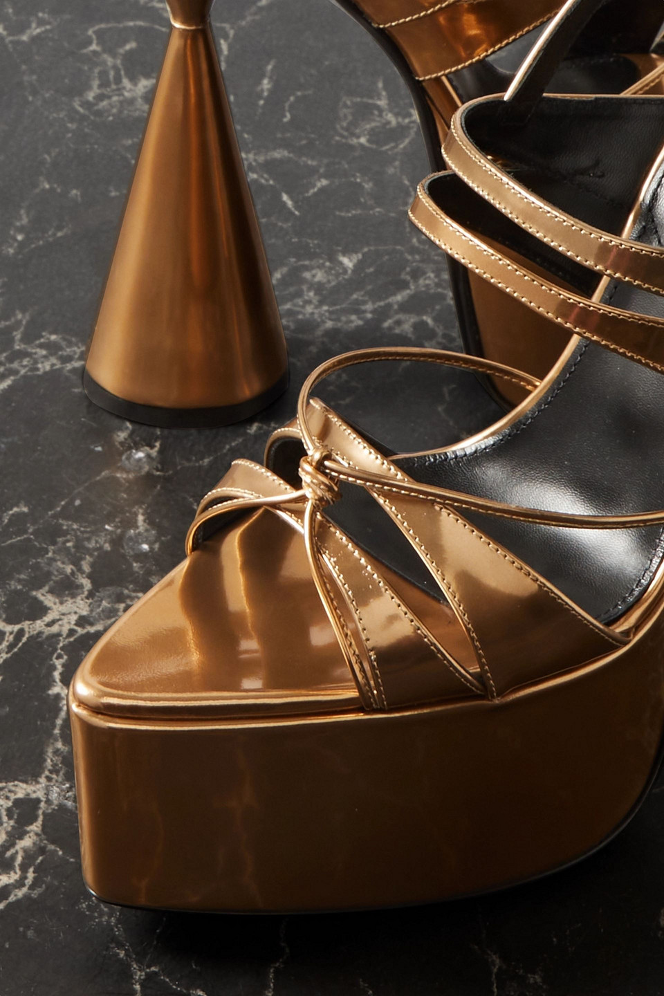D’accori Belle Metallic Leather Platform Sandals In Bronze