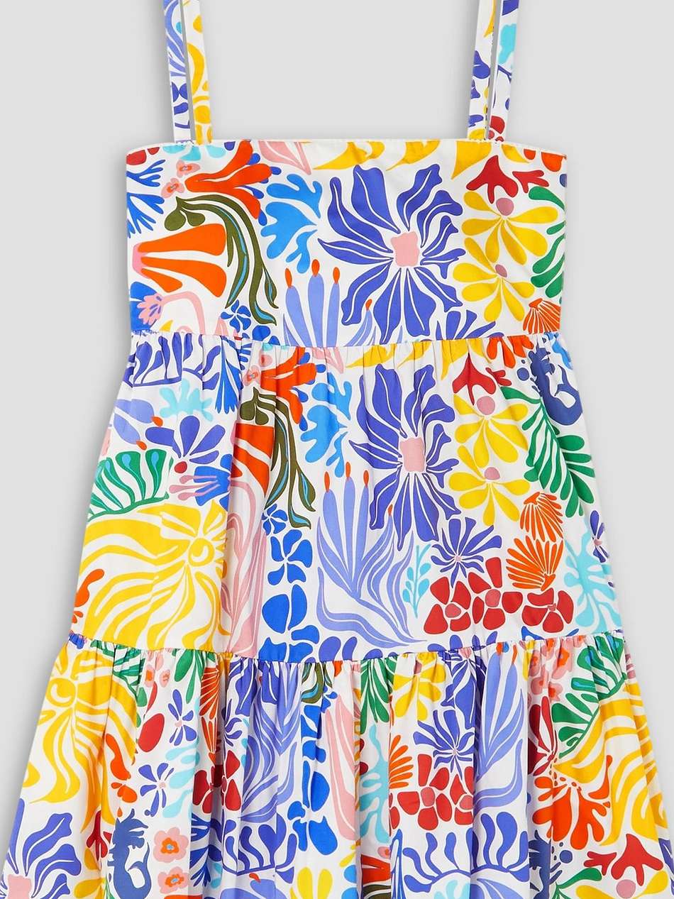 aree tiered printed cotton-poplin mini dress