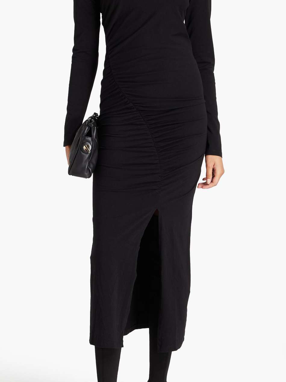 ruched jersey midi dress
