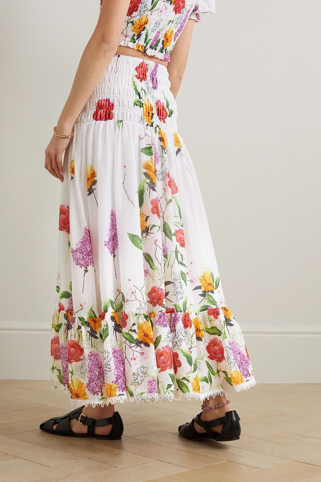 CHARO RUIZ IBIZA Cisa floral-print cotton-blend voile maxi skirt