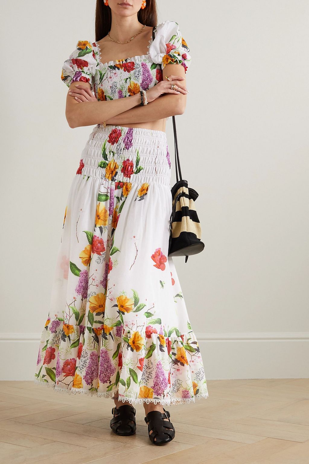 CHARO RUIZ IBIZA Cisa floral-print cotton-blend voile maxi skirt