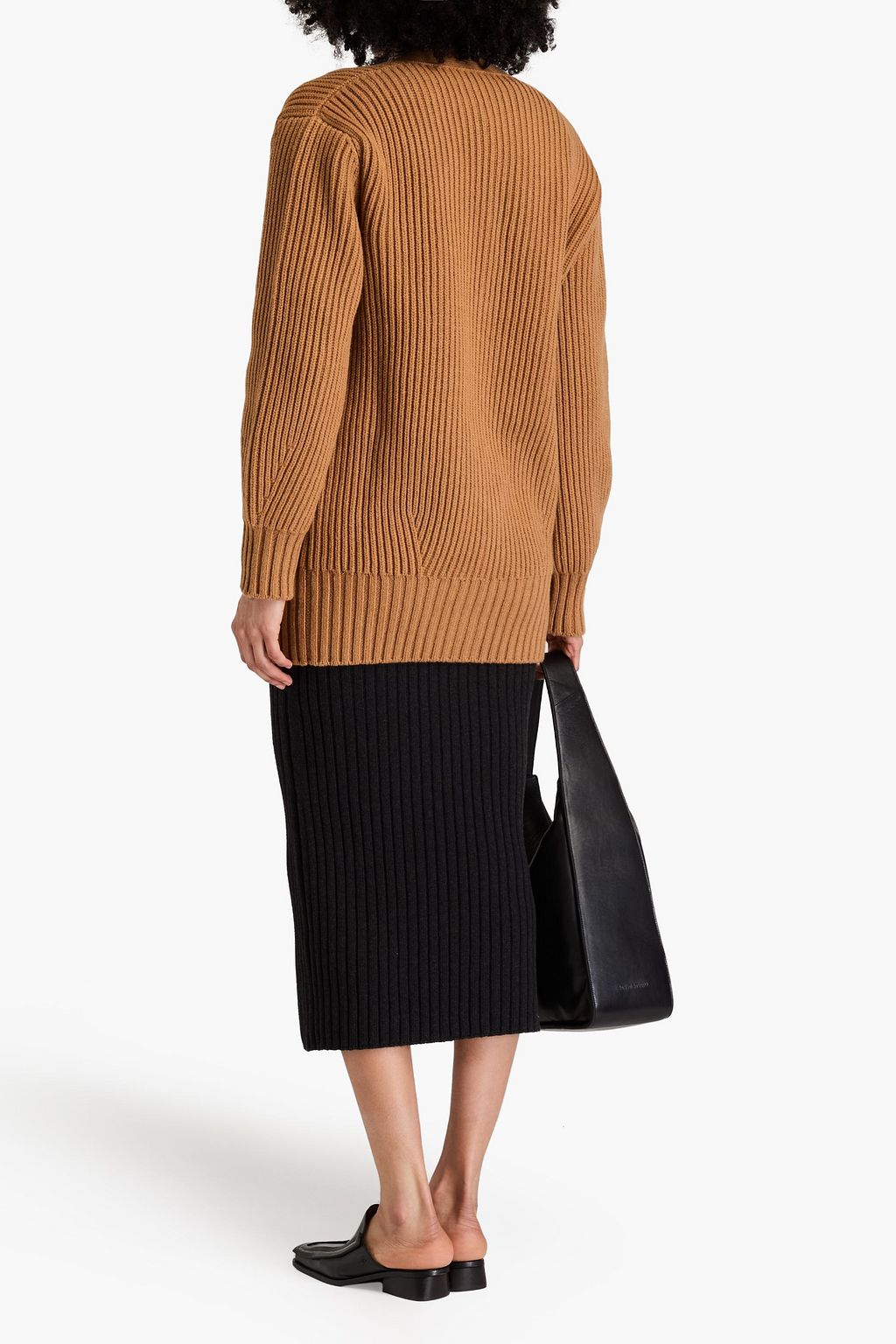 ANOTHER TOMORROW Ribbed cashmere and wool-blend cardigan