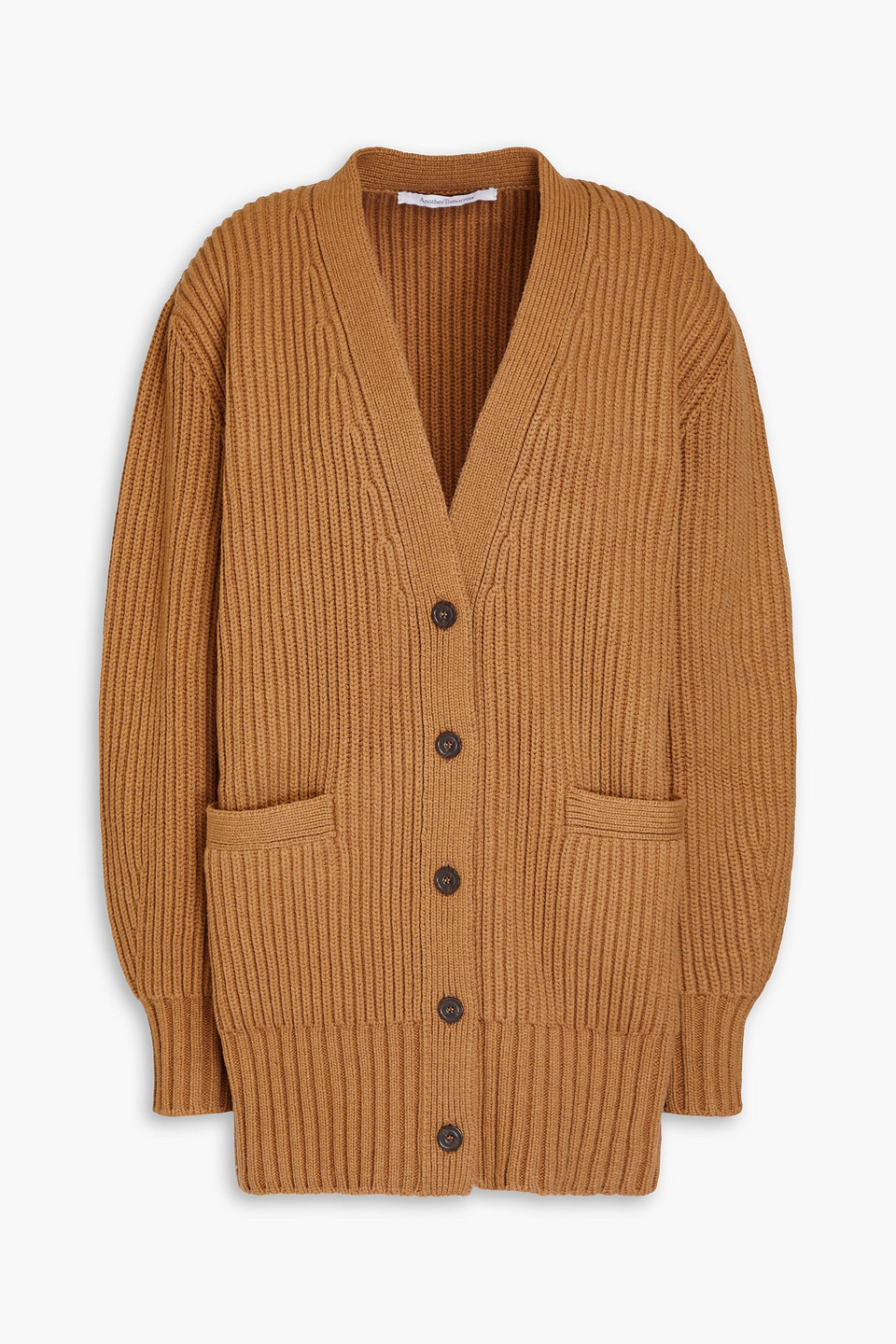 Ribbed cashmere and wool-blend cardigan