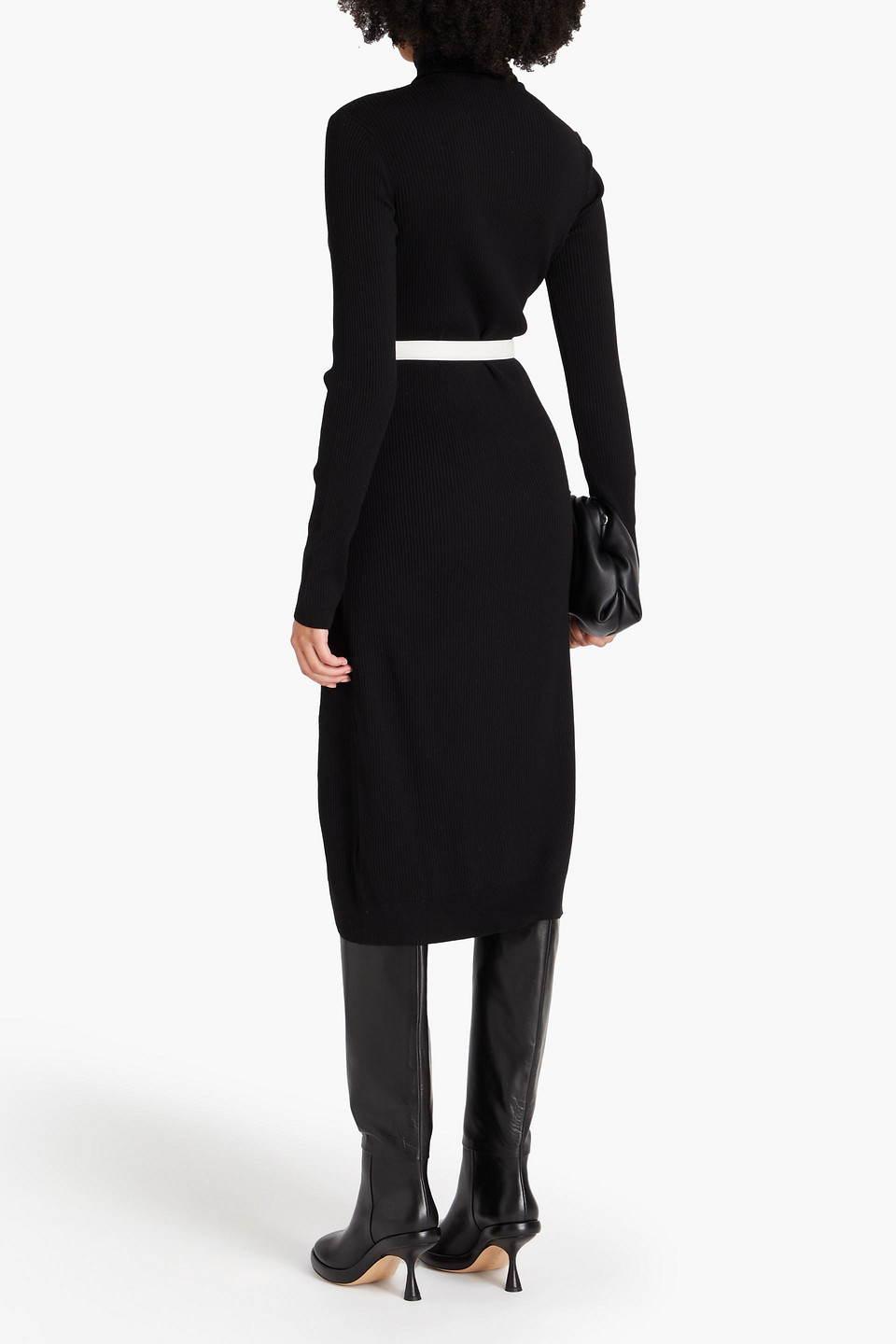  Another Tomorrow - Midikleid Aus Einer Gerippten Wollmischung - Schwarz - M 