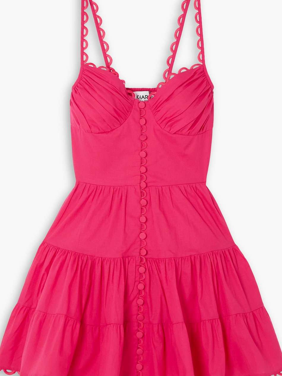 angy scalloped tiered cotton-blend mini dress
