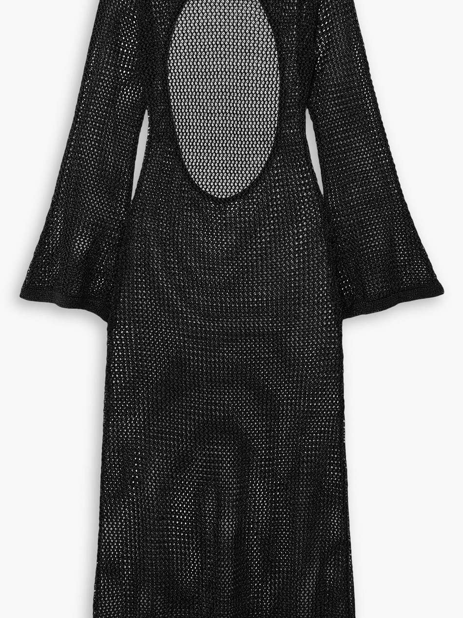 alina cutout open-knit midi dress