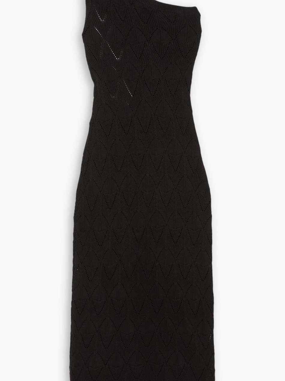 martin asymmetric one-shoulder pointelle-knit cotton maxi dress