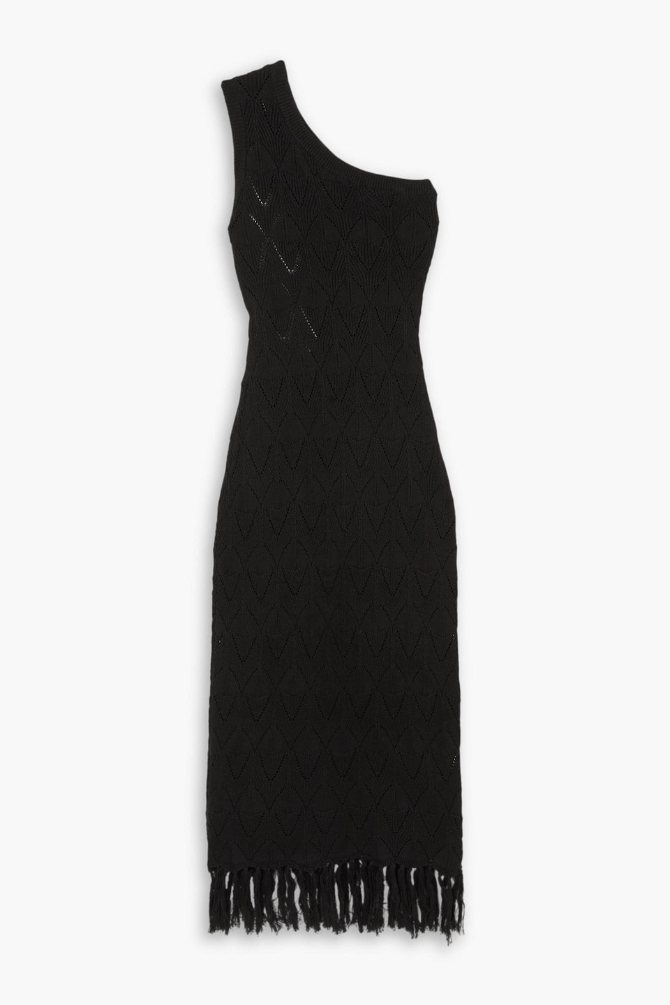 Dodo Bar Or Martin Asymmetric One-shoulder Pointelle-knit Cotton Maxi Dress In Black