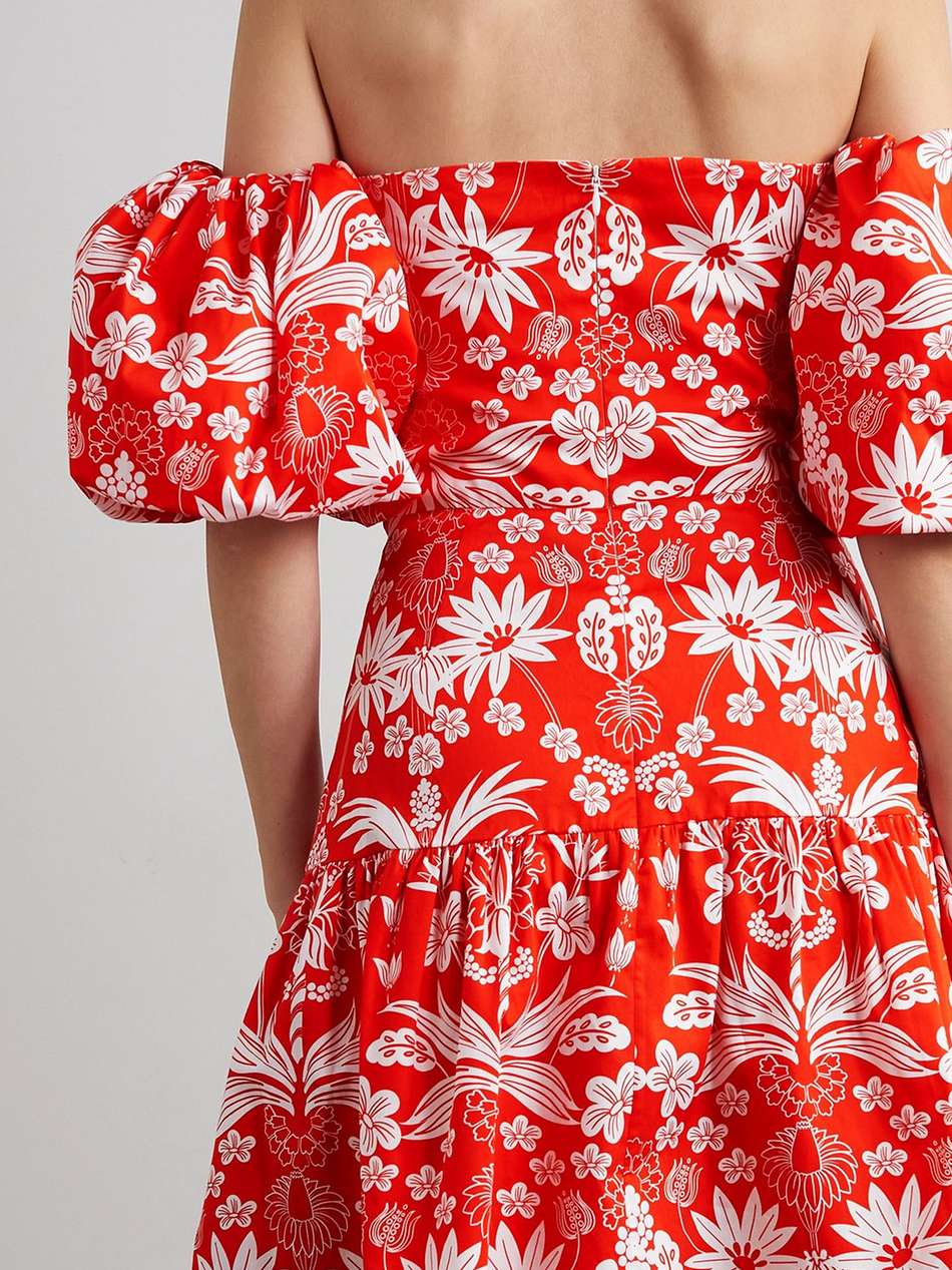 ziggy off-the-shoulder floral-print cotton mini dress