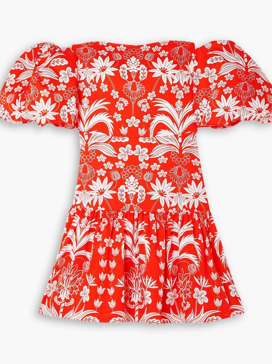 ziggy off-the-shoulder floral-print cotton mini dress