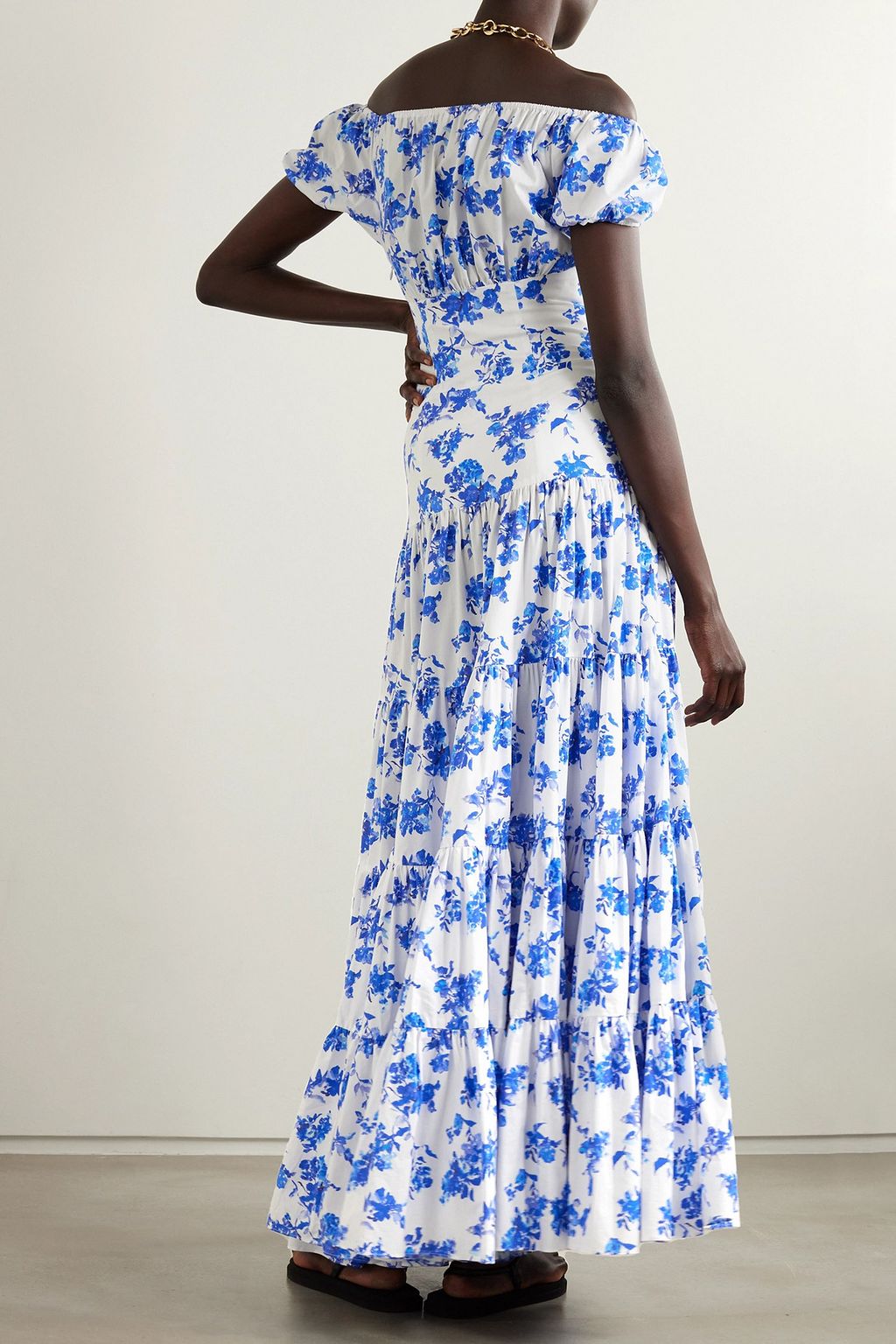 CAROLINE CONSTAS Larissa tiered floral-print cotton-blend poplin maxi dress